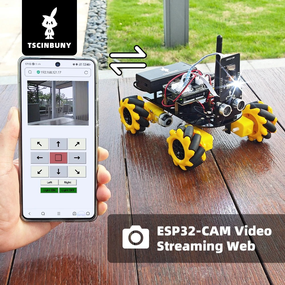 Tscinbuny ZYC0117 Smart Robot Car Kit with ESP32-CAM Module – High-Quality Programmable Educational Robotics Kit for Arduino Projects