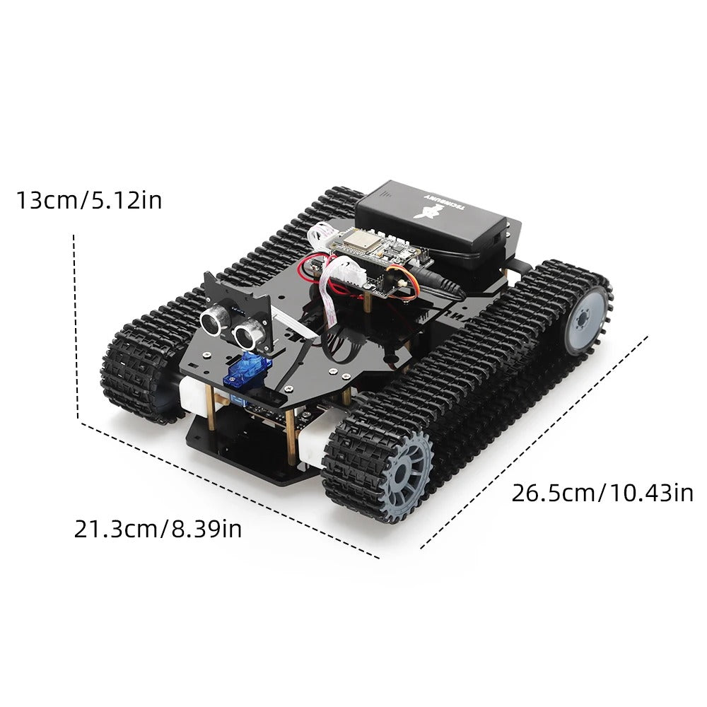 Tscinbuny ZYC0201 Smart Robot Car Kit with Crawler Wheels & Basic Functions – ESP32-WROOM32 Development Board Robot for Arduino Education Projects