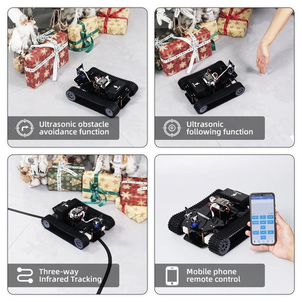 Tscinbuny ZYC0201 Smart Robot Car Kit with Crawler Wheels & Basic Functions – ESP32-WROOM32 Development Board Robot for Arduino Education Projects