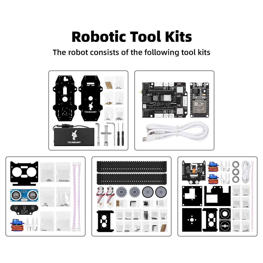 Tscinbuny ZYC0202 Smart Robot Car Kit with Crawler Wheels & Camera – ESP32-WROOM32 Programmable Robot Car for Arduino Learning Projects