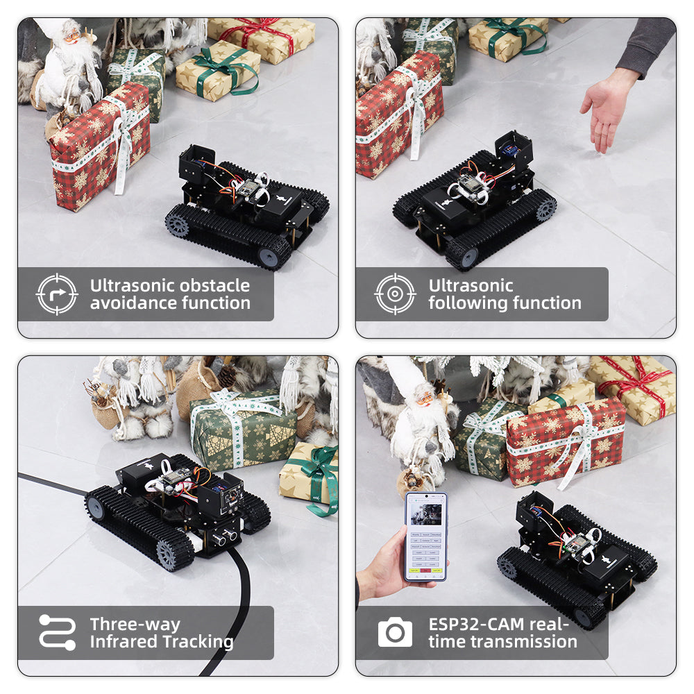 Tscinbuny ZYC0202 Smart Robot Car Kit with Crawler Wheels & Camera – ESP32-WROOM32 Programmable Robot Car for Arduino Learning Projects