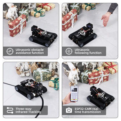 Tscinbuny ZYC0202 Smart Robot Car Kit with Crawler Wheels & Camera – ESP32-WROOM32 Programmable Robot Car for Arduino Learning Projects