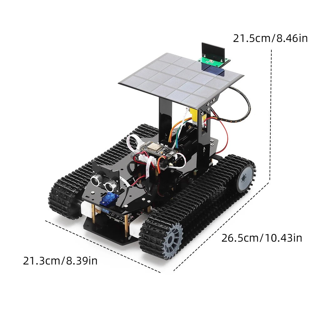 Tscinbuny ZYC0203 Smart Robot Car Kit with Track Wheels & Solar Function – ESP32-WROOM32 Development Board Educational Robot for Arduino Learning