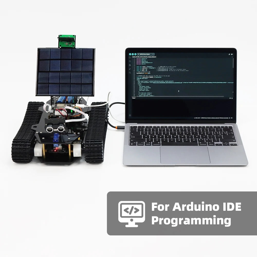 Tscinbuny ZYC0203 Smart Robot Car Kit with Track Wheels & Solar Function – ESP32-WROOM32 Development Board Educational Robot for Arduino Learning