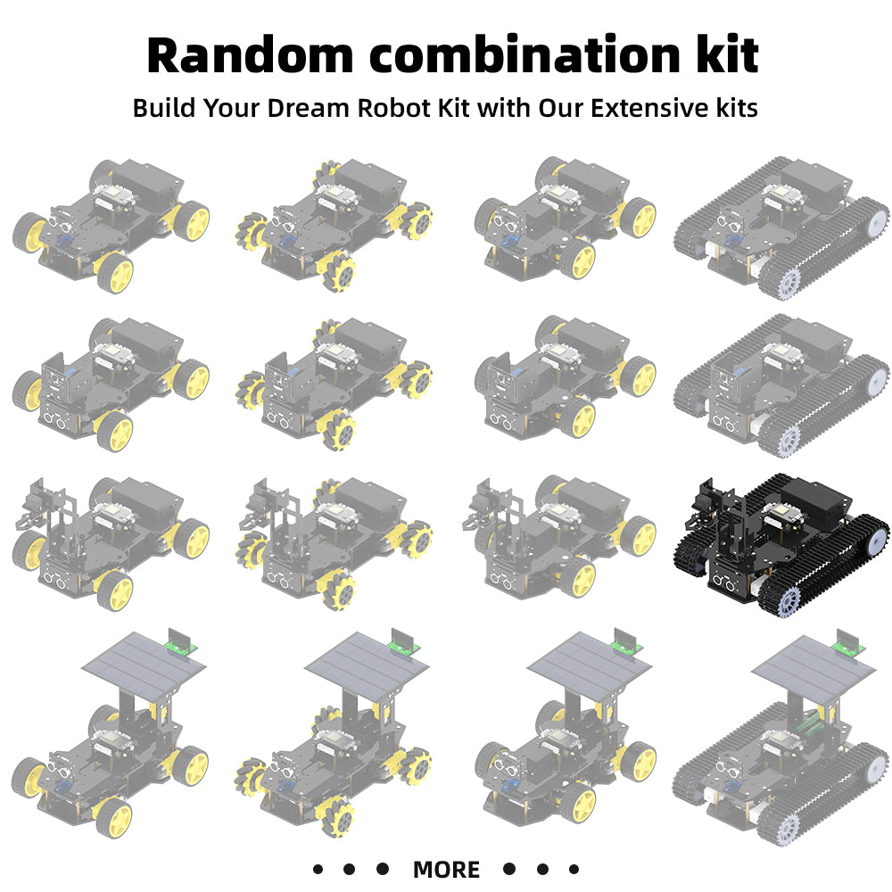 Tscinbuny ZYC0204 Smart Robot Car Kit with Track Wheels & Robotic Arm Function – ESP32-WROOM32 Development Board Robot for Arduino Learning Projects