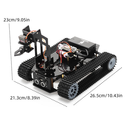Tscinbuny ZYC0204 Smart Robot Car Kit with Track Wheels & Robotic Arm Function – ESP32-WROOM32 Development Board Robot for Arduino Learning Projects