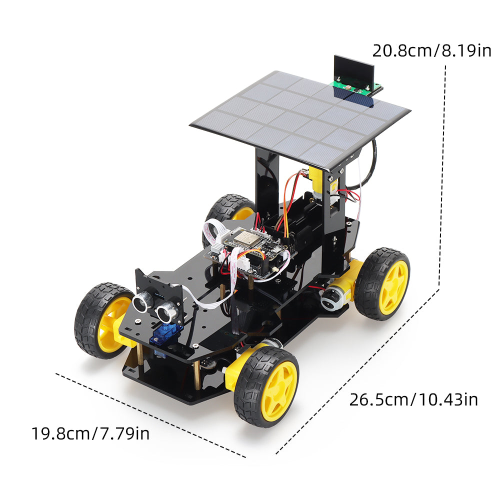 Tscinbuny ZYC0209 Smart Robot Car Kit with Rubber Wheels & Robotic Solar Function – ESP32-WROOM32 Development Board Robot for Arduino Education Projects
