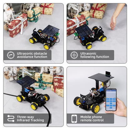 Tscinbuny ZYC0209 Smart Robot Car Kit with Rubber Wheels & Robotic Solar Function – ESP32-WROOM32 Development Board Robot for Arduino Education Projects