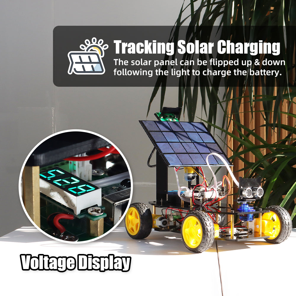 Tscinbuny ZYC0209 Smart Robot Car Kit with Rubber Wheels & Robotic Solar Function – ESP32-WROOM32 Development Board Robot for Arduino Education Projects