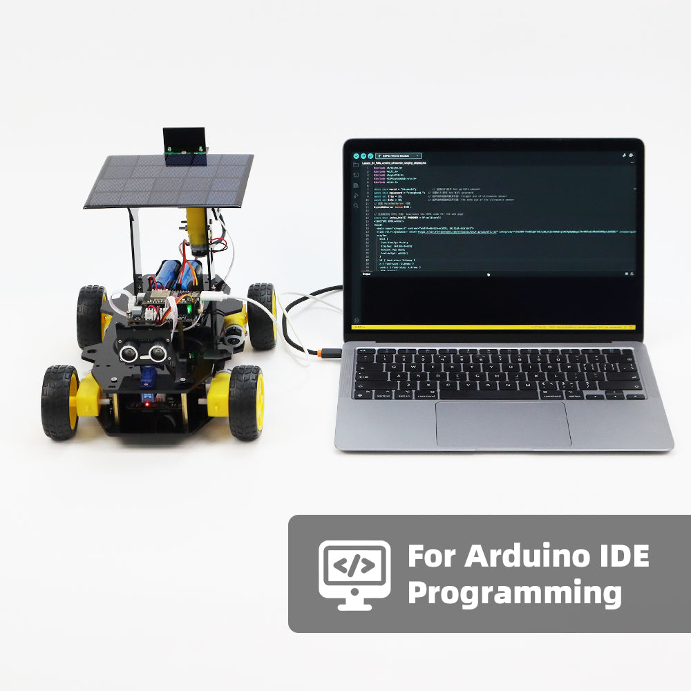 Tscinbuny ZYC0209 Smart Robot Car Kit with Rubber Wheels & Robotic Solar Function – ESP32-WROOM32 Development Board Robot for Arduino Education Projects