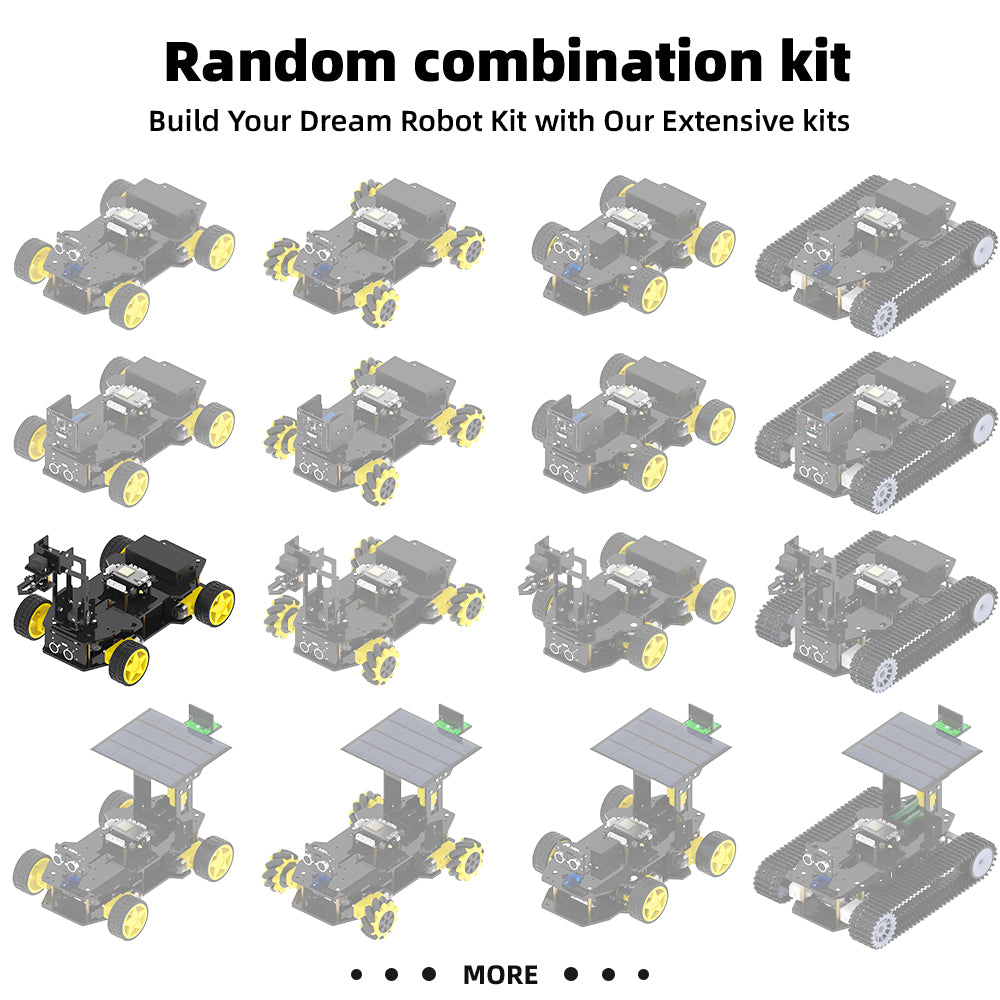 Tscinbuny ZYC0210 Smart Robot Car Kit with Rubber Wheels & Robotic Arm Function – ESP32-WROOM32 Development Board Robot for Arduino Learning Projects