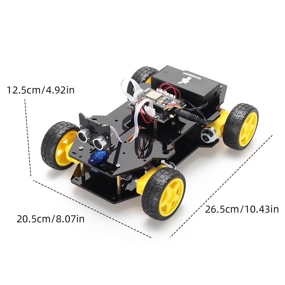 Tscinbuny ZYC0212 Smart Robot Car Kit with Rubber Wheels & Basic Functions – ESP32-WROOM32 Development Board Educational Robot for Arduino Learning