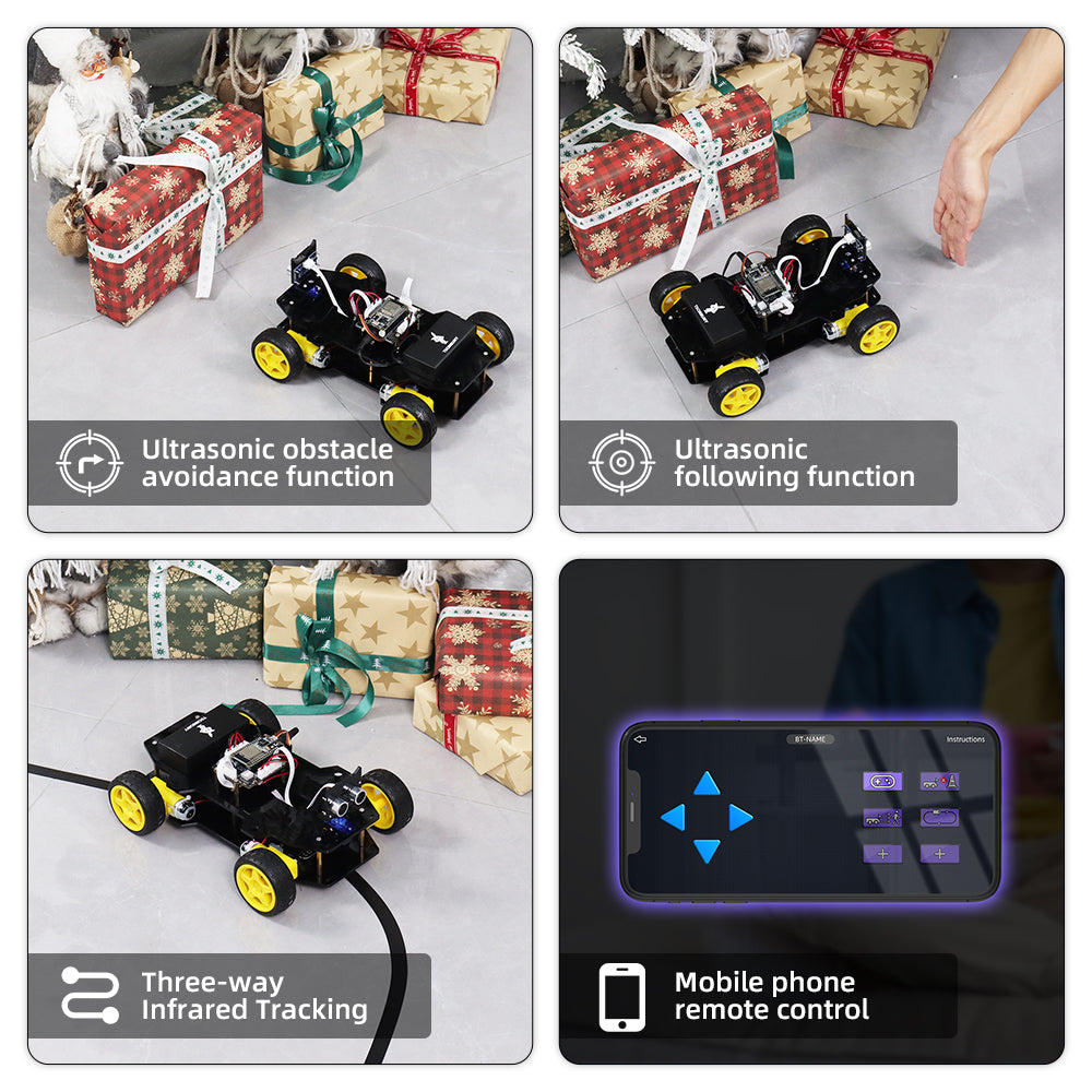 Tscinbuny ZYC0212 Smart Robot Car Kit with Rubber Wheels & Basic Functions – ESP32-WROOM32 Development Board Educational Robot for Arduino Learning