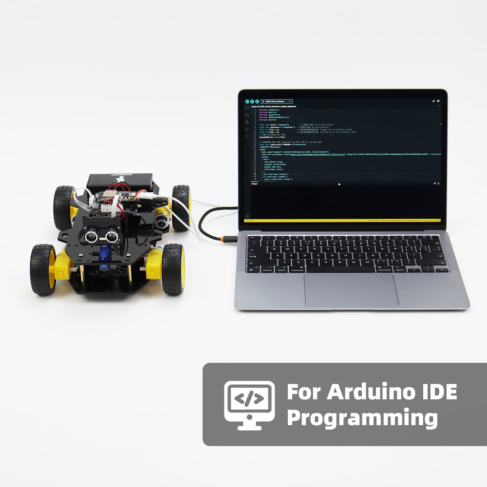 Tscinbuny ZYC0212 Smart Robot Car Kit with Rubber Wheels & Basic Functions – ESP32-WROOM32 Development Board Educational Robot for Arduino Learning