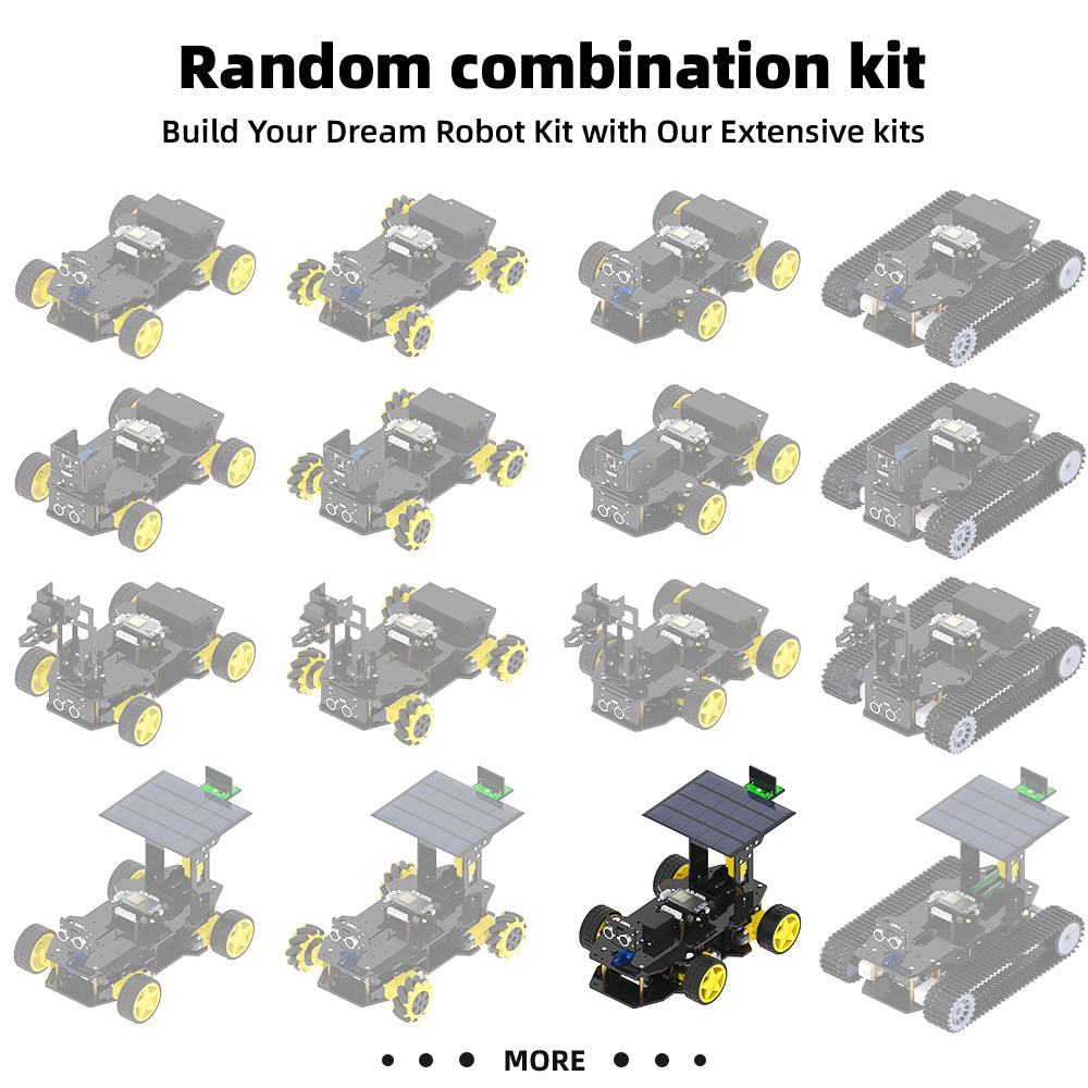 Tscinbuny ZYC0214 Smart Robot Car Kit with Ackermann Wheels & Solar Function – ESP32-WROOM32 Development Board Robot for Arduino Projects
