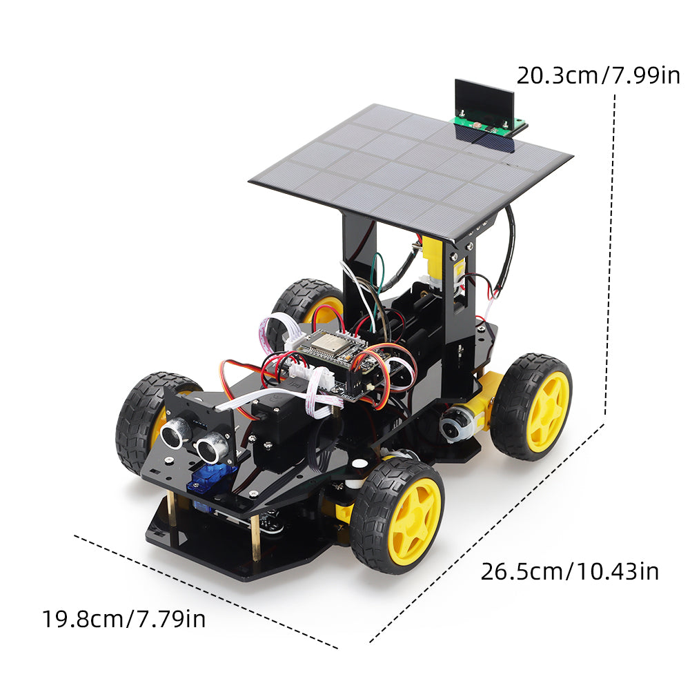 Tscinbuny ZYC0214 Smart Robot Car Kit with Ackermann Wheels & Solar Function – ESP32-WROOM32 Development Board Robot for Arduino Projects