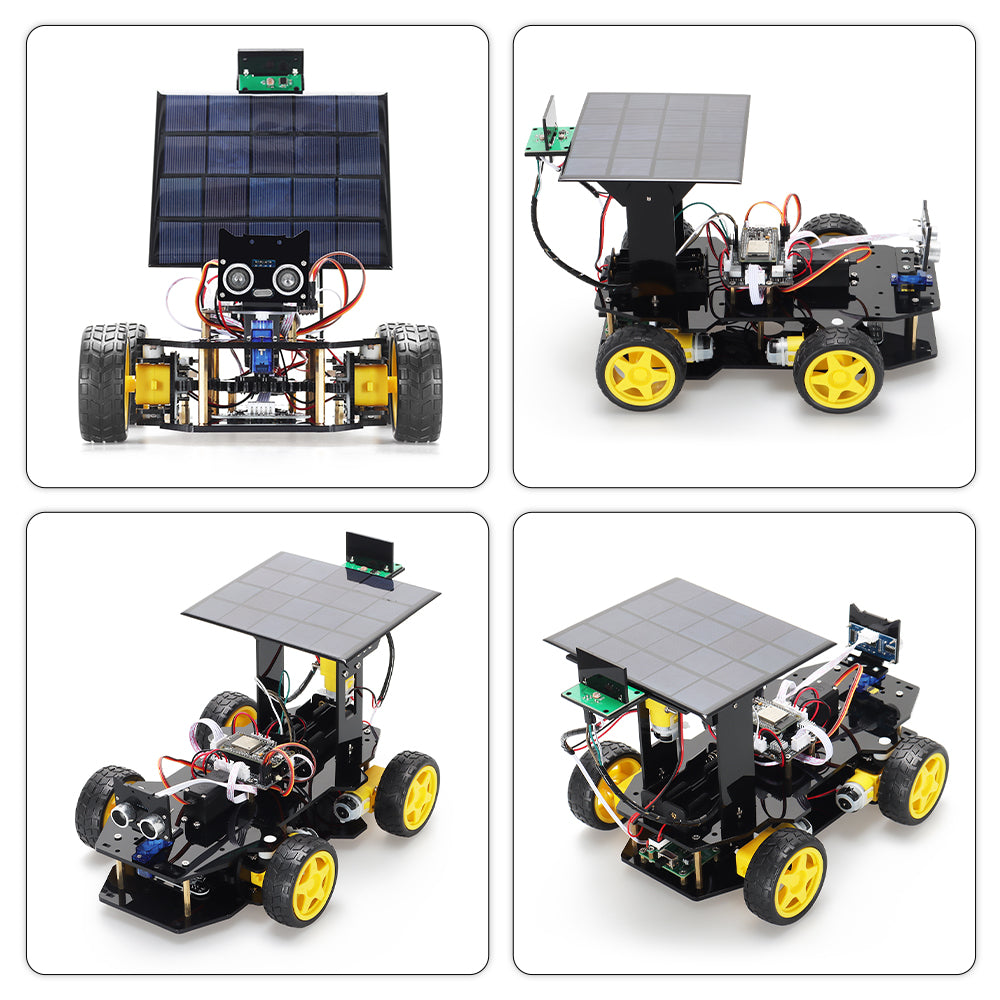 Tscinbuny ZYC0214 Smart Robot Car Kit with Ackermann Wheels & Solar Function – ESP32-WROOM32 Development Board Robot for Arduino Projects