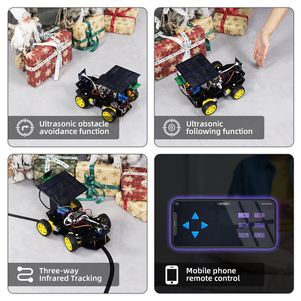 Tscinbuny ZYC0214 Smart Robot Car Kit with Ackermann Wheels & Solar Function – ESP32-WROOM32 Development Board Robot for Arduino Projects