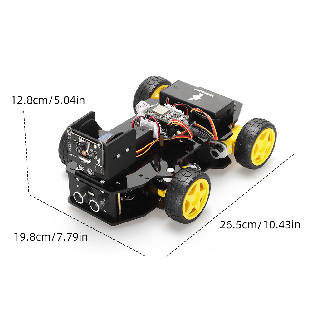 Tscinbuny ZYC0215 Smart Robot Car Kit with Wireless Ackermann Wheels – Camera Car featuring ESP32-WROOM32 Development Board for Arduino Learning