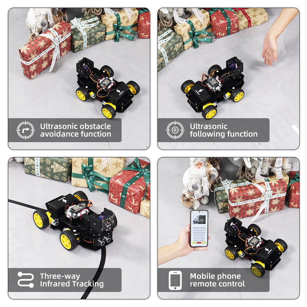 Tscinbuny ZYC0215 Smart Robot Car Kit with Wireless Ackermann Wheels – Camera Car featuring ESP32-WROOM32 Development Board for Arduino Learning