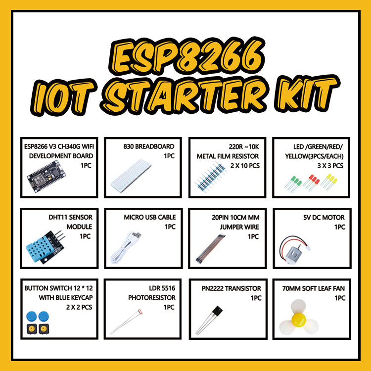 Tscinbuny ZYE0003 Starter Kit with ESP8266 IoT Development Board – Wireless WiFi Learning Kit for Arduino Programming & STEM Education