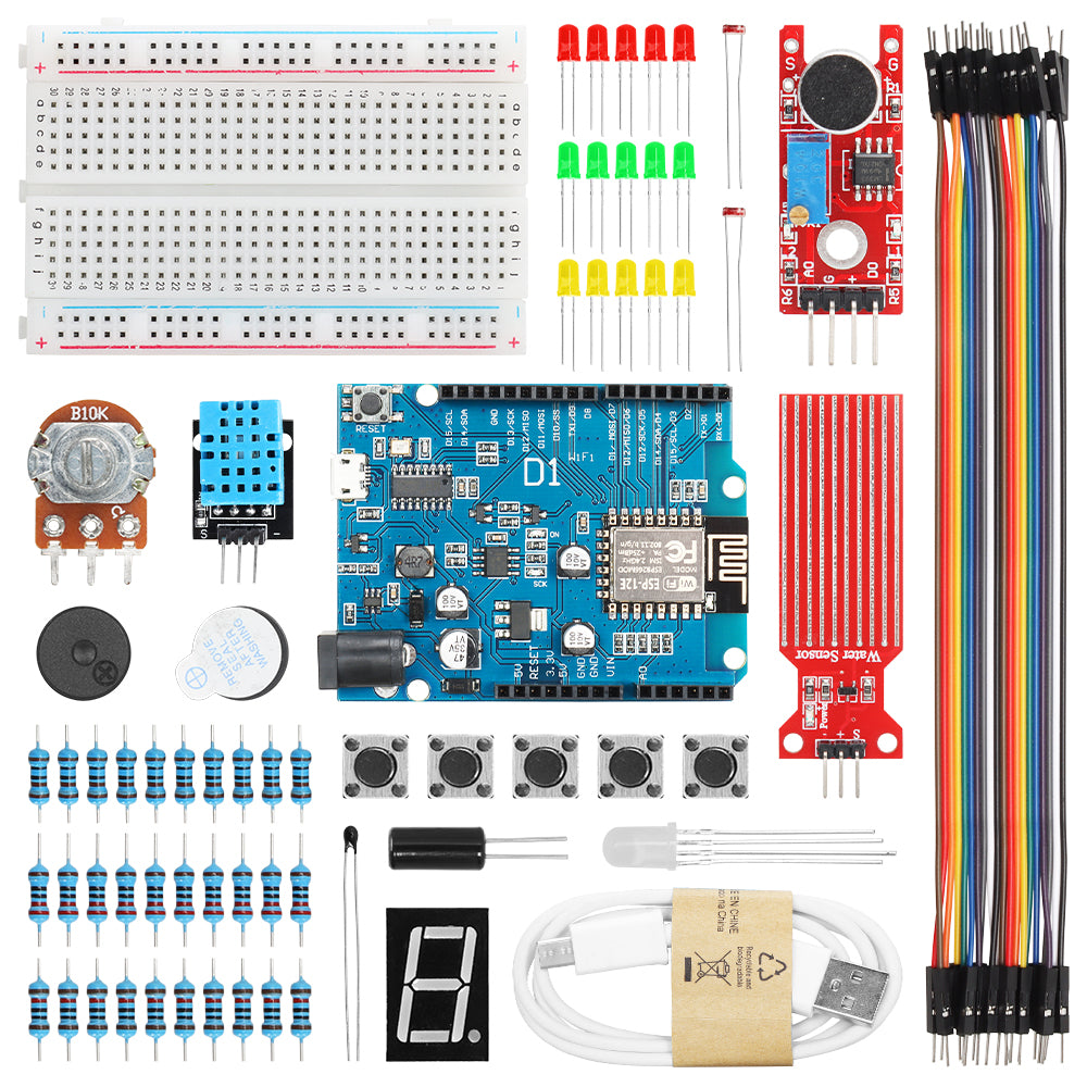 ZYE0008 Starter Kit with 328P Controller & ESP8266 WiFi Module – DIY Electronics Learning Kit for Arduino STEM Education Projects