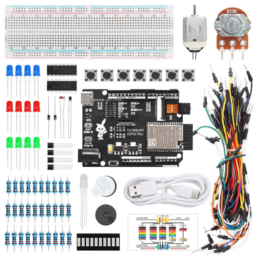 Tscinbuny ZYE0012 Starter Kit with ESP32 PLUS Development Board – AI IoT Learning Kit for Arduino STEM Education Projects