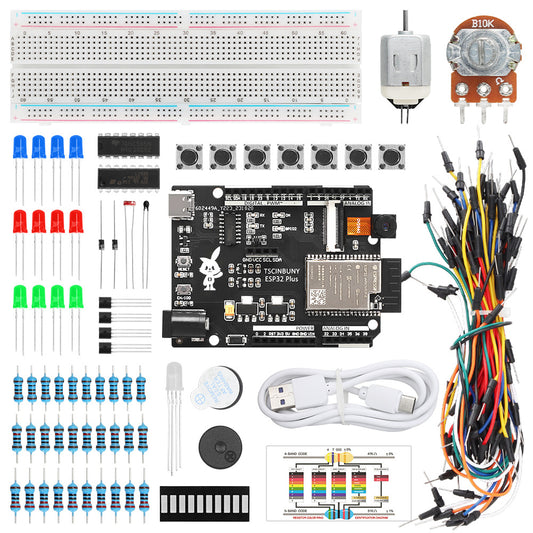 Tscinbuny ZYE0012 Starter Kit with ESP32 PLUS Development Board – AI IoT Learning Kit for Arduino STEM Education Projects