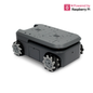 A mobile chassis autonomous navigation kit with a Raspberry Pi logo, featuring a gray body, black wheels, and silver detailing.