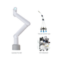 Robotic arm with vacuum suction cups and air compressor on a white background