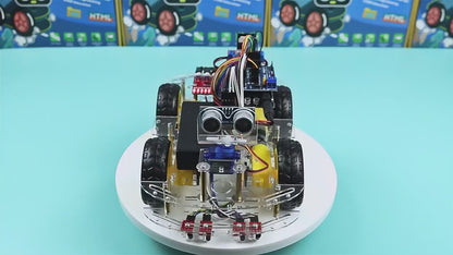Tscinbuny ZYC0068 Smart Robot Car Kit with Double-Layer Chassis – Ultrasonic Obstacle Avoidance & Line Tracking Development Board Robot for Kids & ArduIDE Learning