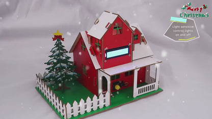 Tscinbuny ZYA0210 Christmas Starter Kit – DIY Wooden Smart Christmas House with LED Lights & Arduino-Compatible Programming for STEM Education and Gifts