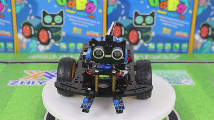 Tscinbuny ZYC0002 Smart Robot Car Kit with 2WD Drive System – Multi-Function Ultrasonic Obstacle Avoidance & Line Tracking Robot for Arduino Education